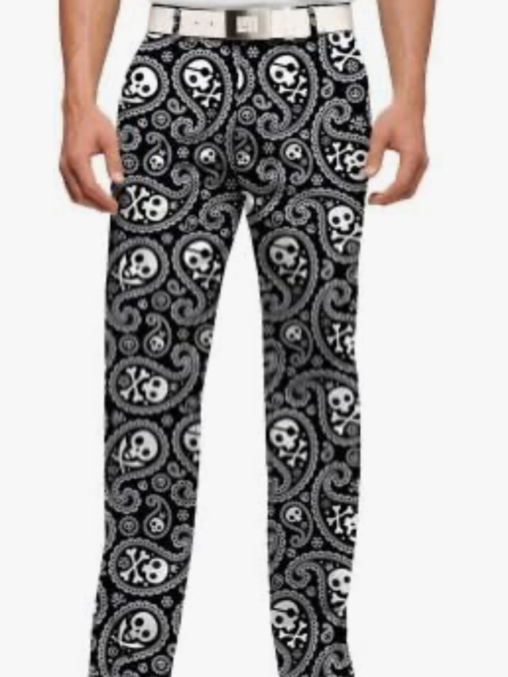 Loudmouth: Shiver me Timbers Skull Black and White Golf Pants 36 NWT